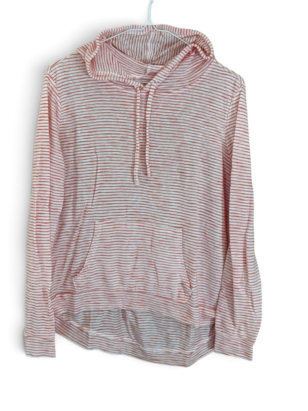 Weatherproof Striped Peach & White Lightweight Layering Hooded Pullover